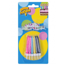 Свечи д/торта 12шт + Таблич радуж с ДР